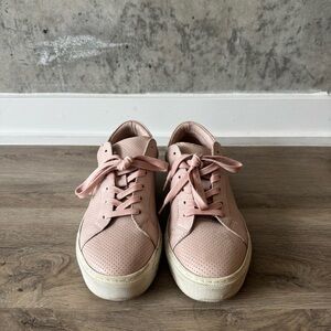 Greats Brooklyn Women's Royale perforated leather sneakers in a blush pink